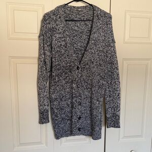 LOFT Charcoal and White Marled Cardigan